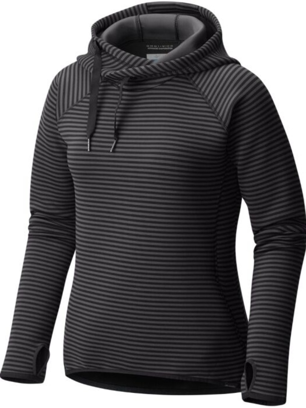 Columbia Women's Black and Gray Striped Pullover Hoodie
